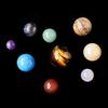 Faux Crystal 9 Planets Ball Solar Sun System Rock with Wooden Box Realistic Looking Quartz Stones Beads Desktop Decoration