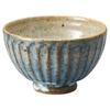 Marui Seito Shigaraki Ware Hechimon Rice Bowl, Diameter 11cm, Blue Hagi Carving, MR-3-4511