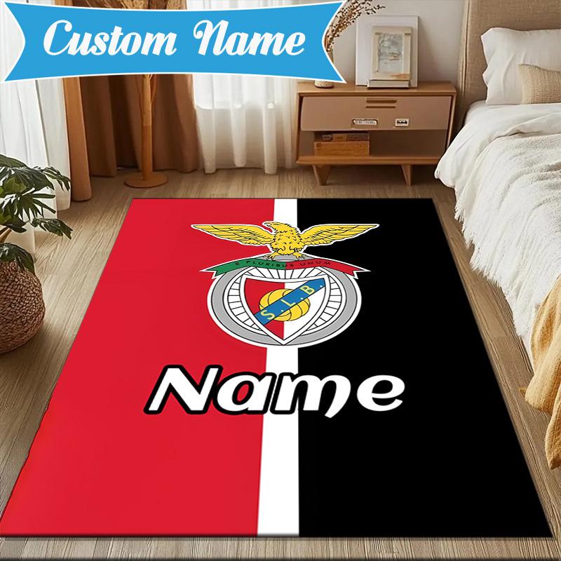 Custom Name Benfica Crest Rug Game Carpet, Floor Mat for Bedroom Living Room Entryway Rug, Home Decor Idea Gift for Christmas birthday