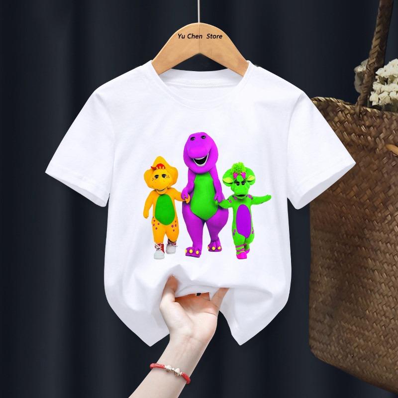 2024 New Dinosaur Barney Friends Boys' And Girls' T-shirts Cartoon Animation Children's T-shirts Fashion Cute Children's Clothes