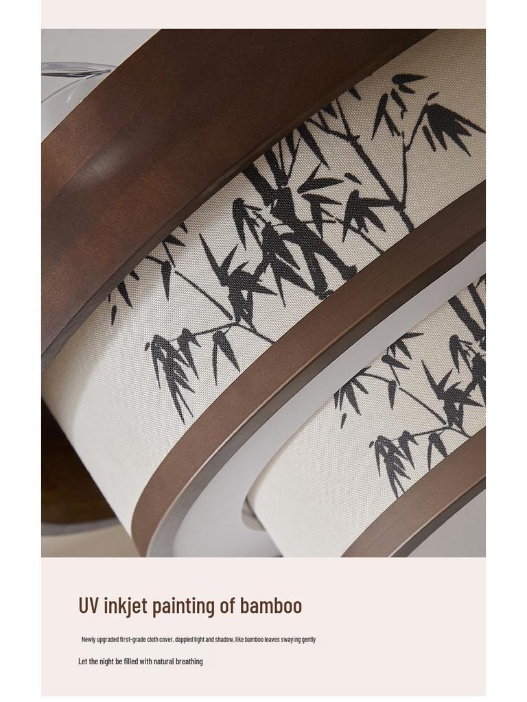 Song Dynasty Mid-Century Retro Solid Wood Invisible Ceiling Fan Light for Bedroom, Living Room, and Restaurant.