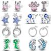 New 925 Sterling Silver Stud Earrings Cat Elephant Star Circular Stud Earring Gift Jewelry