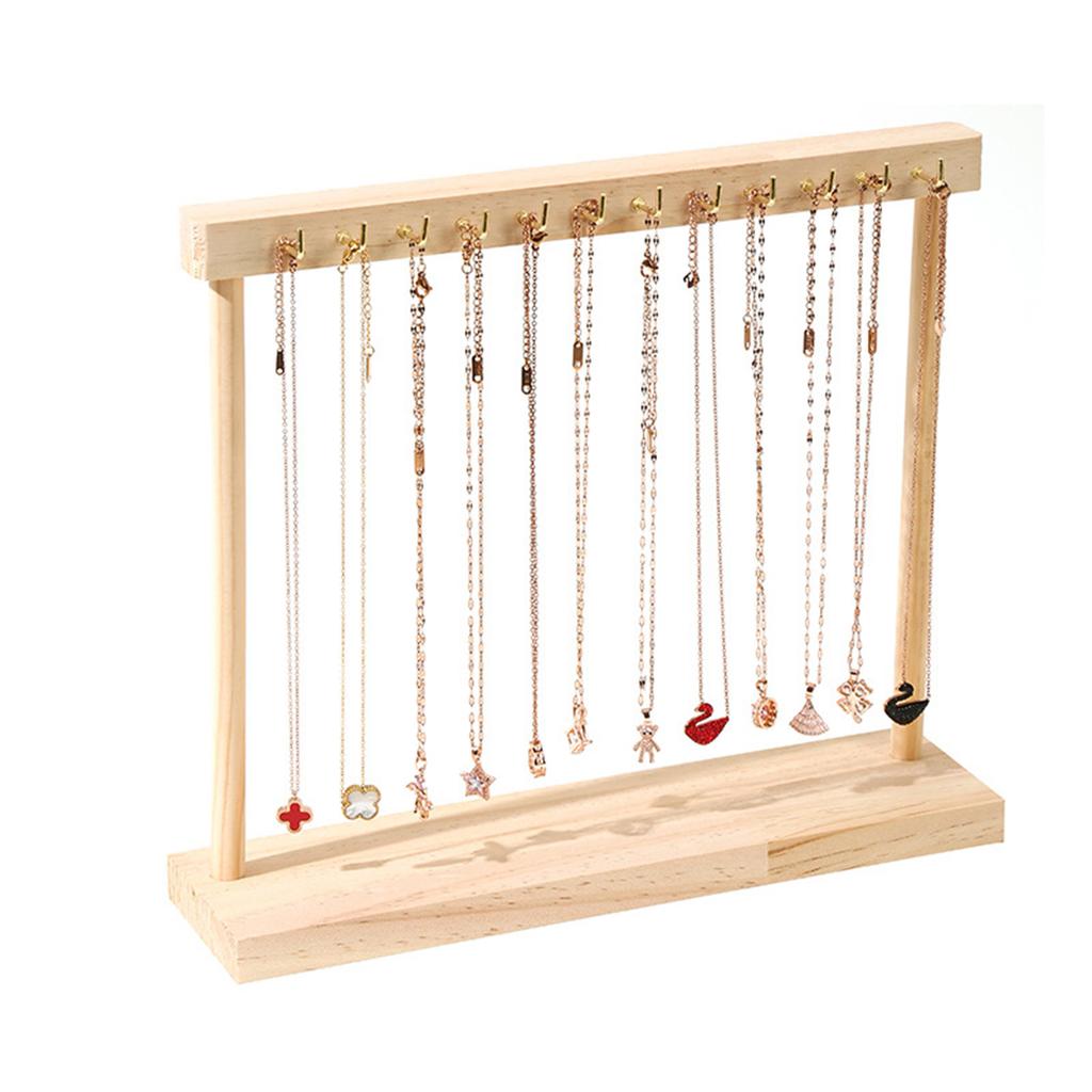Solid Wood Necklace Display Stand Functional Wood Jewelry Stand Simple Display Holder for Necklace Arrangement