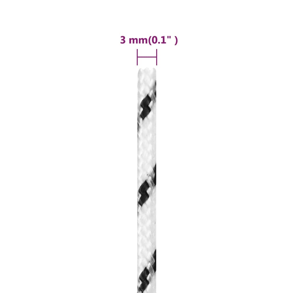 Vidaxl Pleciona Linka Żeglarska, Biała, 3 Mm X 50 M, Poliester