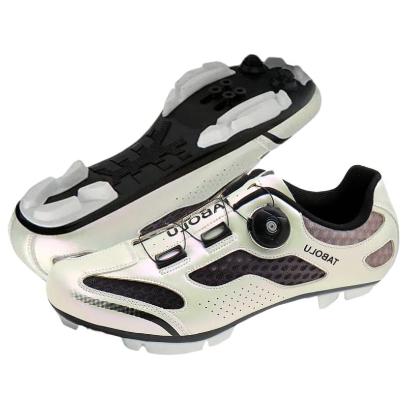 Cycling Shoes with Rotating Buckle - Breathable Unisex MTB Shoes Non-Slip Nylon Outsole Durable Leather Outdoor Riding Shoes