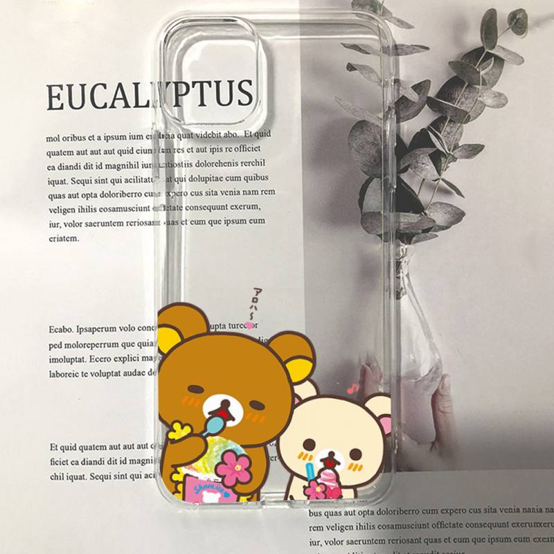Милый чехол для телефона Rilakkuma для iPhone 11 12 13 14 Mini Pro Max XR X XS TPU Прозрачный чехол для 8 7 6 Plus SE 2020