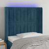 LED Headboard Dark Blue 103 x 16 x 118 128 cm Velvet