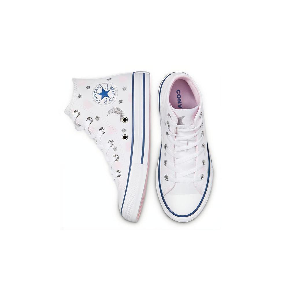 Converse Кеды Chuck Taylor All Star Canvas Устойчивые к истиранию Высокие Детские Обувь для скейтбординга Розовый Белый Серебристый Унисекс 671094c