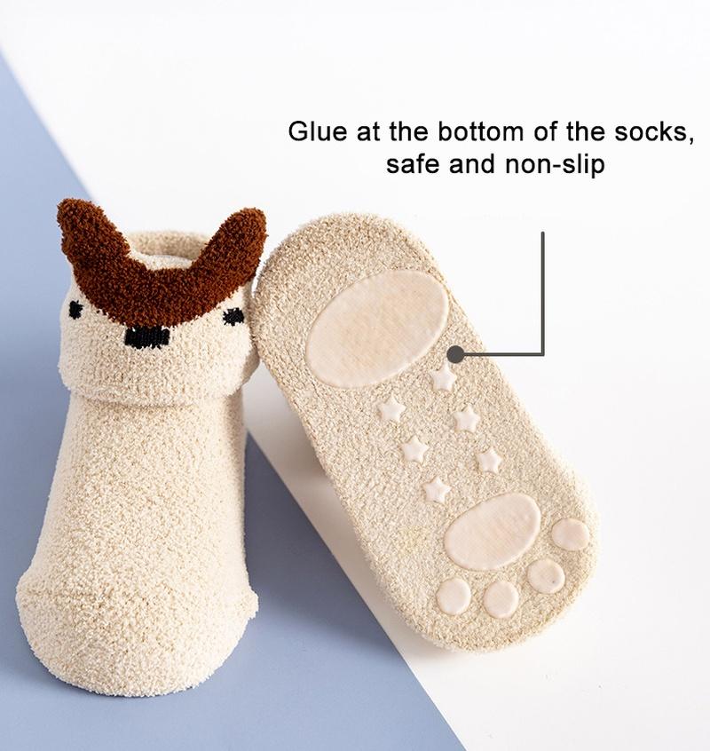 Высококачественные детские нескользящие носки из кораллового флиса, осенне-зимние теплые и толстые носки для новорожденных, домашние носки для новорожденных девочек и мальчиков
