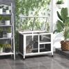 Wooden Rabbit Hutch Indoor With Wheels Openable Roof 91.5 X 53.3 X 73 Cm Grey