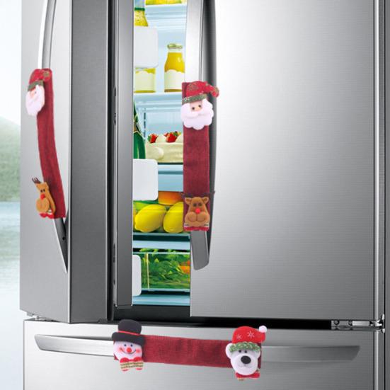 4Pcs Christmas Snowflake Durable Food Refrigerator Handle Cover Soft Washable Stain Prevention Fridge Cover