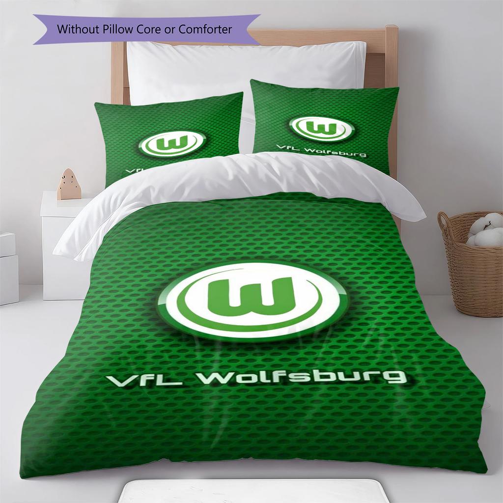 VfL Wolfsburg Pattern Bedding Set Quilt Cover Pillowcase Home Decor Gift (1 * duvet cover + 2 * pillowcase, without core)