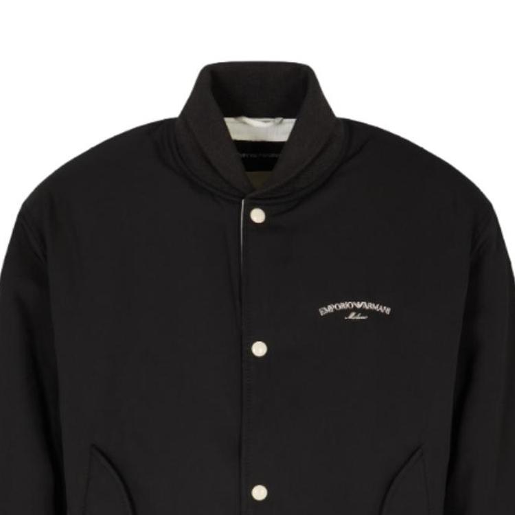 Emporio Armani Ribbed Trim Logo Embroidered Bomber Jacket EM003124-AF18264-UC001