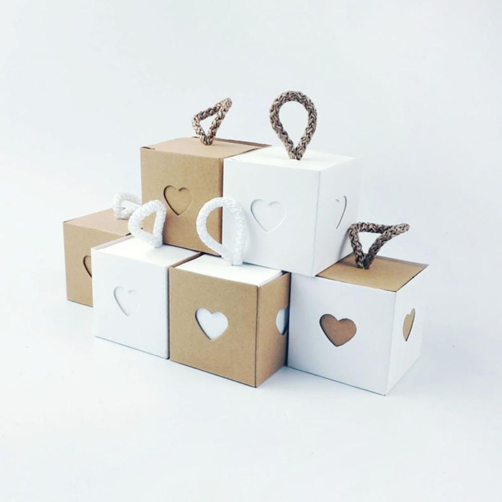 10pcs White & Brown Heart Chocolate Candy Boxes Mini Gift Packaging Boxes  Baby Shower