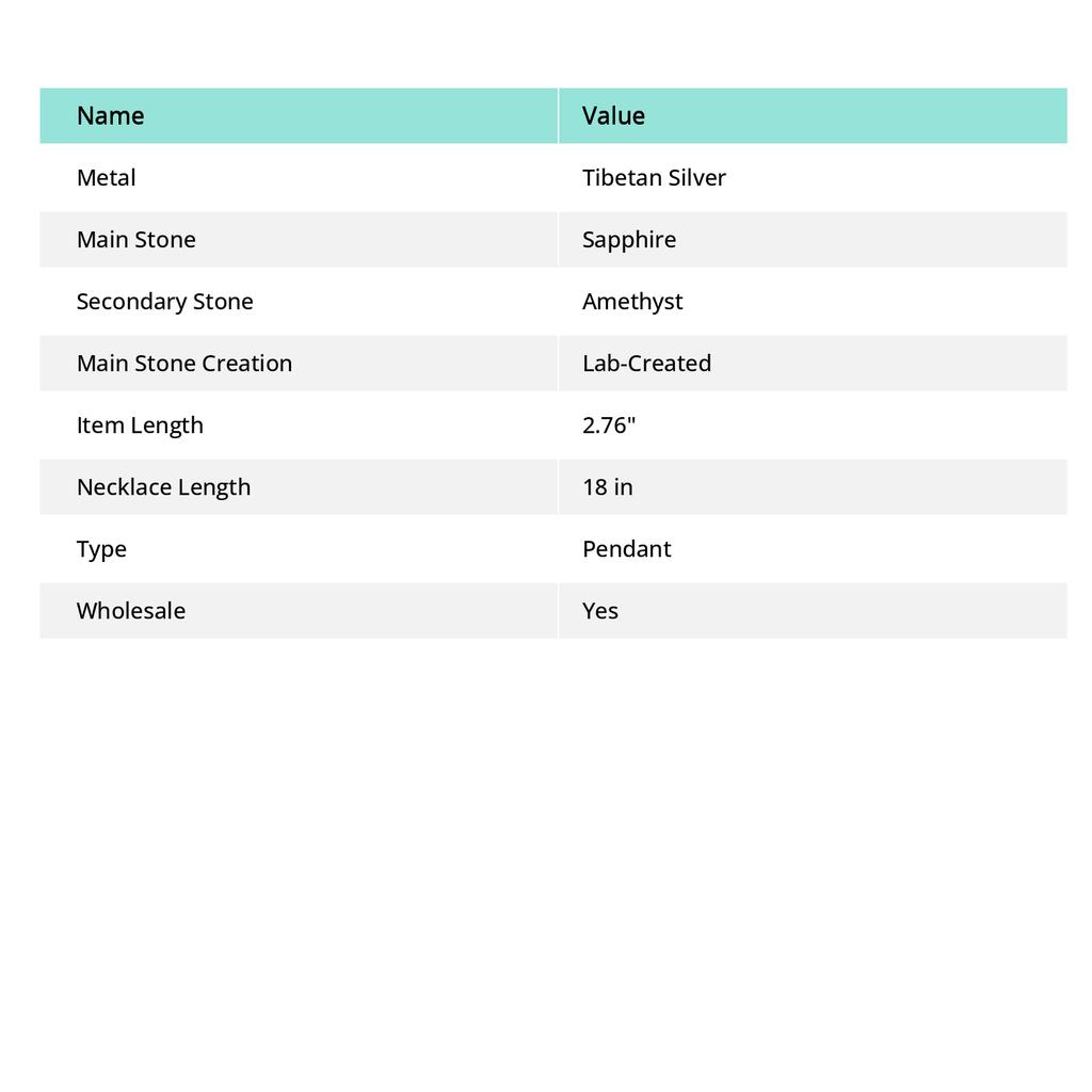 Сапфир(Смоделированный) Ювелирная подвеска из серебра 925 пробы с аметистом 2,76 дюйма F5m02