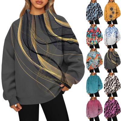 Женский свитшот с воротником-стойкой, осенний, удобный, оверсайз, нарядный пуловер, свитшоты без капюшона, уютные топы с высоким воротником