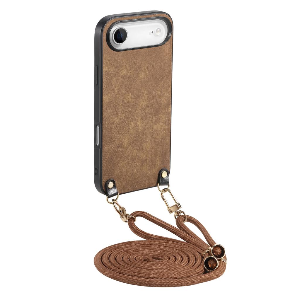 For iPhone Air Retro Leather Phone Back Cover with Adjustable Strap
