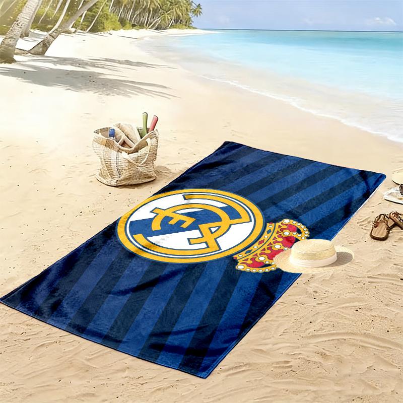 Пляжное полотенце с принтом Real Madrid, Большое мягкое быстросохнущее полотенце для пляжа, кемпинга, плавания