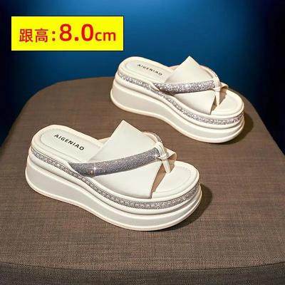 Модные тапочки женские на толстой подошве шлепанцы женская обувь лето 2025 бриллиантовые сандалии женские шлепанцы на танкетке пляжные тапочки zapatos de mujer