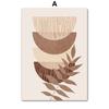 Monstera Leaves Geometric Abstract Boho Canvas Painting, Nordic Posters and Prints, Beige Pictures for Living Room Decor