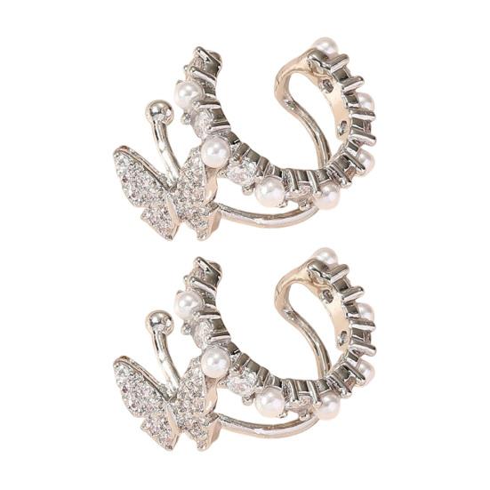 Каффы для ушей в виде бабочек, не требующие прокола, клипсы для коррекции ушей, клипсы для хряща со стразами, серьги-каффы, ювелирные подарки для жены, девушки, ее