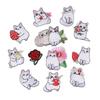 12 Pcs Cartoon Animal Embroidered Patches White Cats Sewing Patches Iron On Patches Applique Patches Sew On Patches