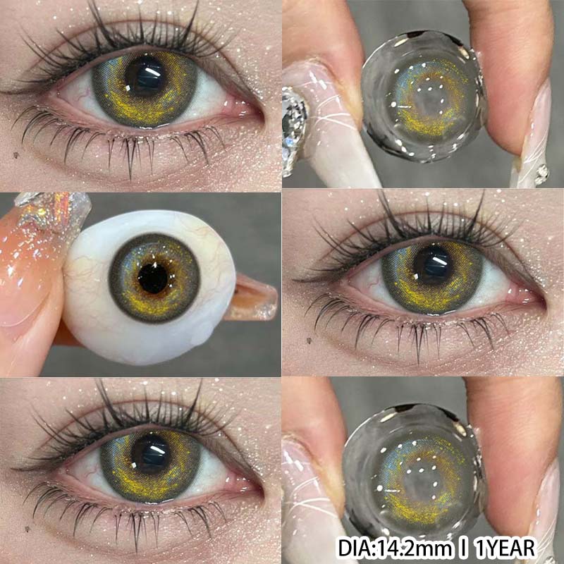 Eyeshare Цветные контактные линзы, светло-голубые линзы для очков, коричневые контактные линзы, коричнево-серые линзы для очков, цветные косметические зеленые линзы, 1 пара