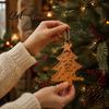 Decorative Craft Hanging Pieces 3D Printed Christmas Tree Pendant, Creative Bitten Biscuit Texture Ornament, Xmas Branch Embellishments Pendant