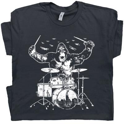 Футболка Kong Drums Крутой Барабанный Ударный Ударник Король Монстр Винтаж 80-х Мужчины Женщины