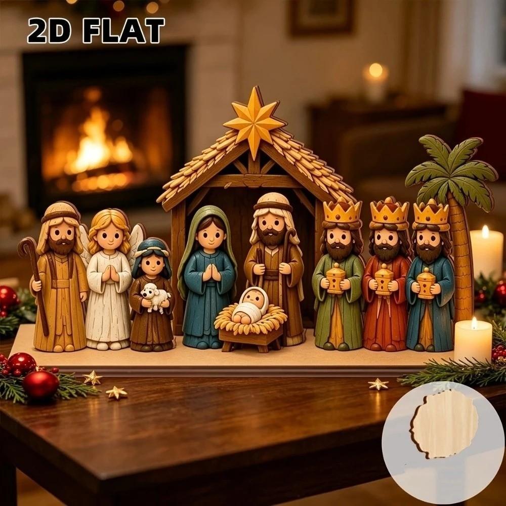 Vintage Rustic Christmas Nativity Wooden Sign Christian Xmas Manger Scene Decor Xmas Party