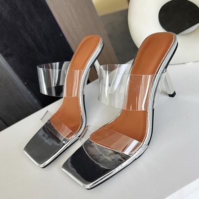 Liyke модные шлепанцы на тонком высоком каблуке, женские удобные мягкие сандалии из ПВХ с квадратным носком, летние прозрачные туфли для женщин, шлепанцы