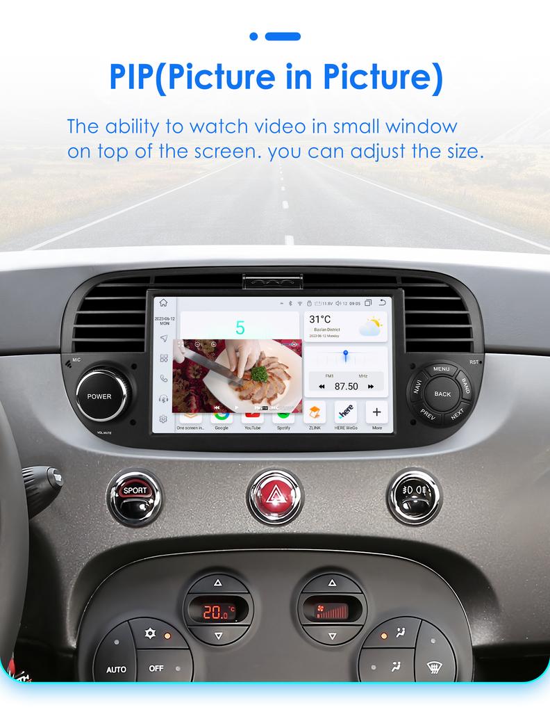 2 din Android Car Radio for Fiat 500 2007- 2015 Carplay Multimedia Video Player Autoradio Stereo 7 inch Intelligent GPS Screen