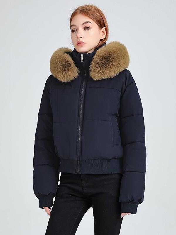 Женская зимняя мода 2025 года Короткая куртка с хлопковой подкладкой - Утепленное пальто с альтернативным пуху наполнителем