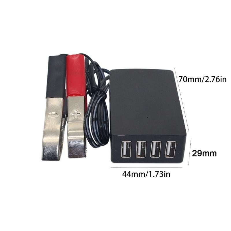 4 USB Port for DC Converter Convert 12v 24 v to 5v Power Adapter Buck- Charger Low Power Consumption with Battery Clip
