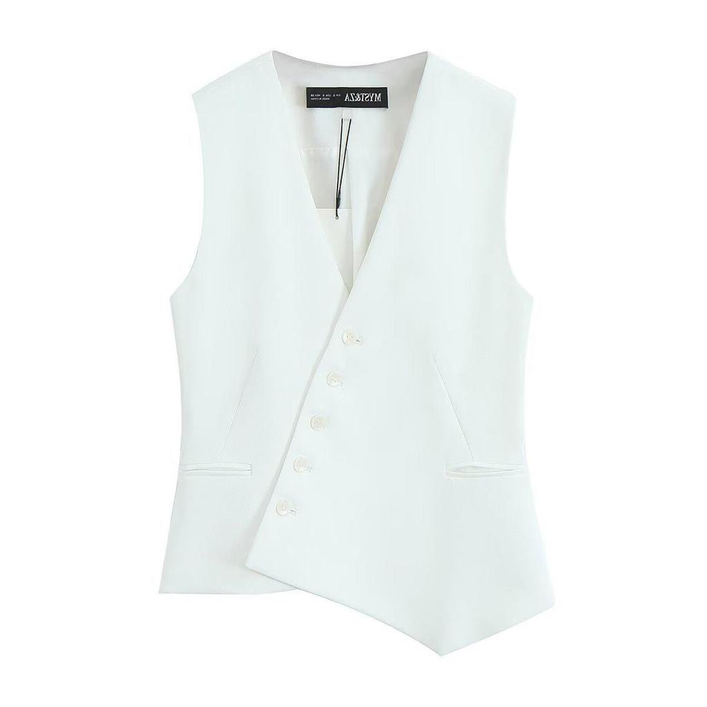 TAOP&ZA Женский весенне-летний асимметричный жилет без рукавов с V-образным вырезом