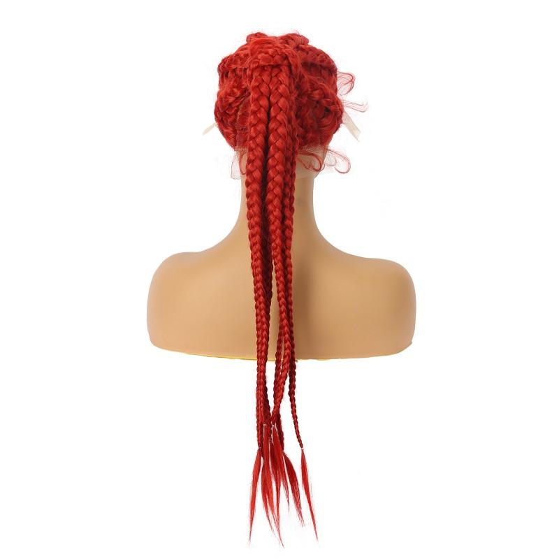 Long Straight Wig Women Heat Resistant Fiber Full Hand-Tied Lace Front No Bangs Star Style