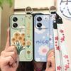 Protective Anti-dust Phone Case For Blackview Wave 6C Kickstand Ring Lanyard Soft Case Phone Holder Anti-knock Flower