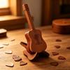 Wooden Material Guitar Pick Box Guitar Shape Guitar Pick Case  Musician Storage