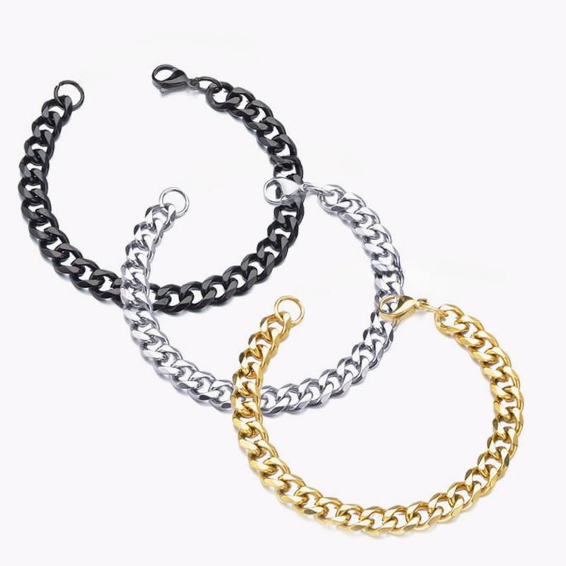 3/5/7/9/11 мм кубинская цепочка из нержавеющей стали, серебро/золото/черный браслет, мужской и женский браслет в подарок