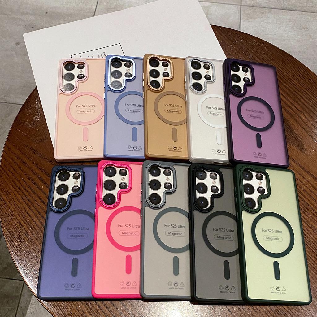 Matte Skin-friendly Metal Lens Hardware Button Magnetic Phone Case for Apple 16pm New Ultra-thin Strong Magnetic Case