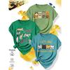 3Matching outfits for sisters' family gatherings Cartoon cat fun text print casual round neck top, fresh and versatile, made of soft knitted fabric,