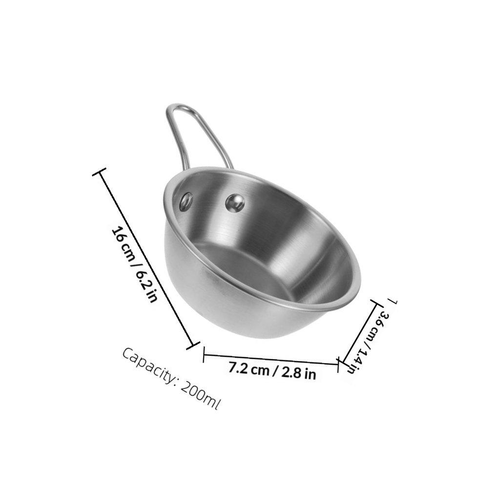 Stainless Steel Korean Rice Wine Bowl with Ergonomic Handle for Kimchi Mixing Dipping Sauces Soy Sauce Condiments Korean