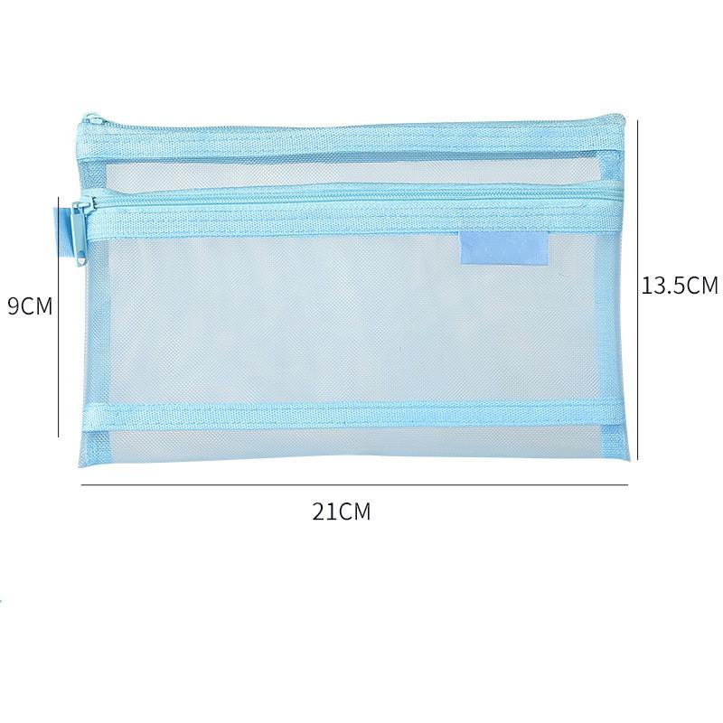 Large Capacity Simple Color Pencil Case Student Exam Series Hand Account Net Yarn Transparent Stationery Storage Supplies Bag