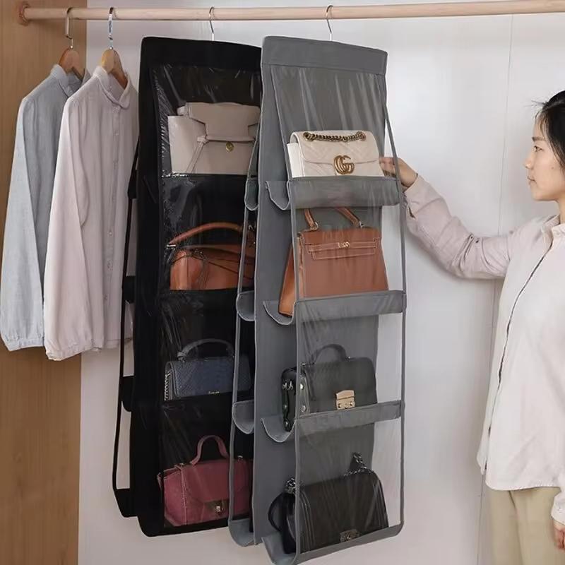Handbag Hanging Storage Bag Storage Hanging Bag Non-Woven Multi-Layer Wardrobe Storage Dustproof Double-Sided Storage Bag