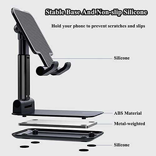 Adjustable angle height mobile phone holder 2 pieces fully folded portable model suitable for mobile phones and tablets black white