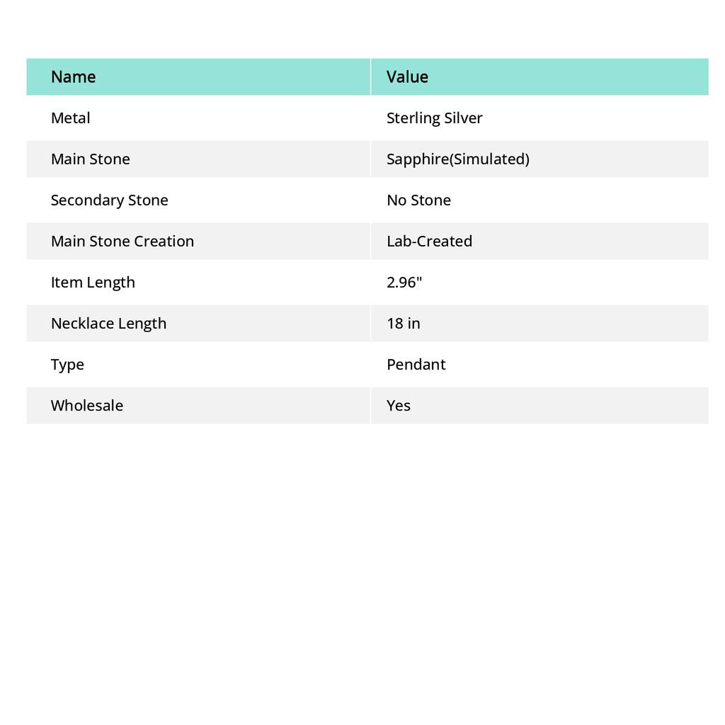 Sapphire Natural Gemstone Handmade 925 Sterling Silver Pendant 2.96" o3I35