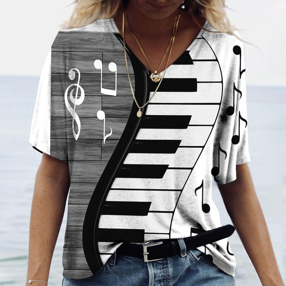 Футболки с v-образным вырезом, женские винтажные свободные топы с 3D мультяшным принтом и короткими рукавами, летние повседневные футболки для влюбленных пар