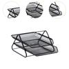 Mesh Desktop File Sorter Organizer Paper File Rack Multi Functional 2 Tiers File Tray Document Holder for Desktop Office Home