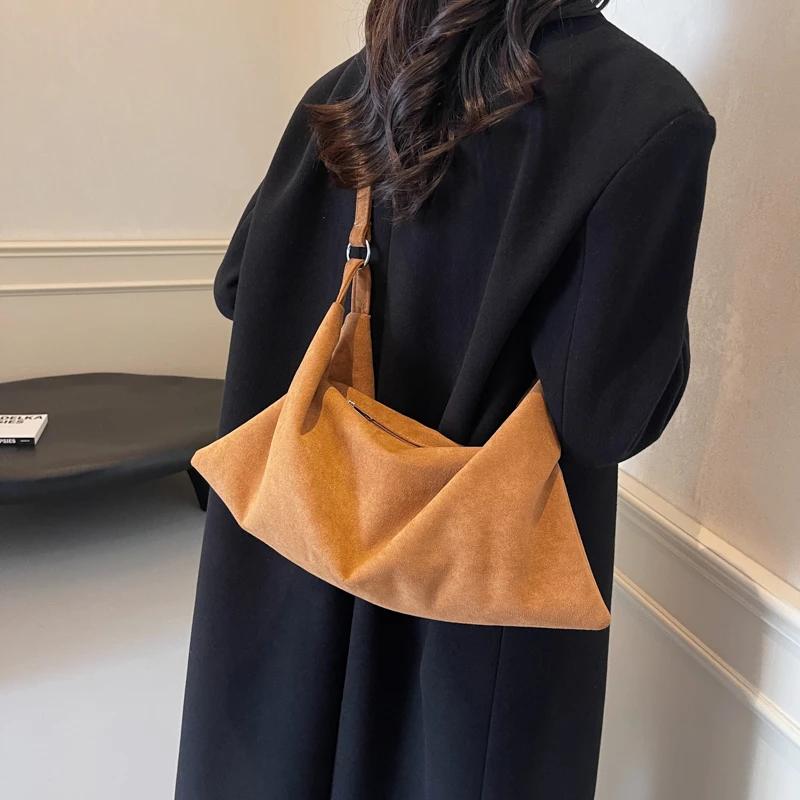 Women New Fashion Big Soft Handbags and Purses Vintage 2024 Winter Trend Simple Y2K Crossbody Bag Lady Shoulder Bag