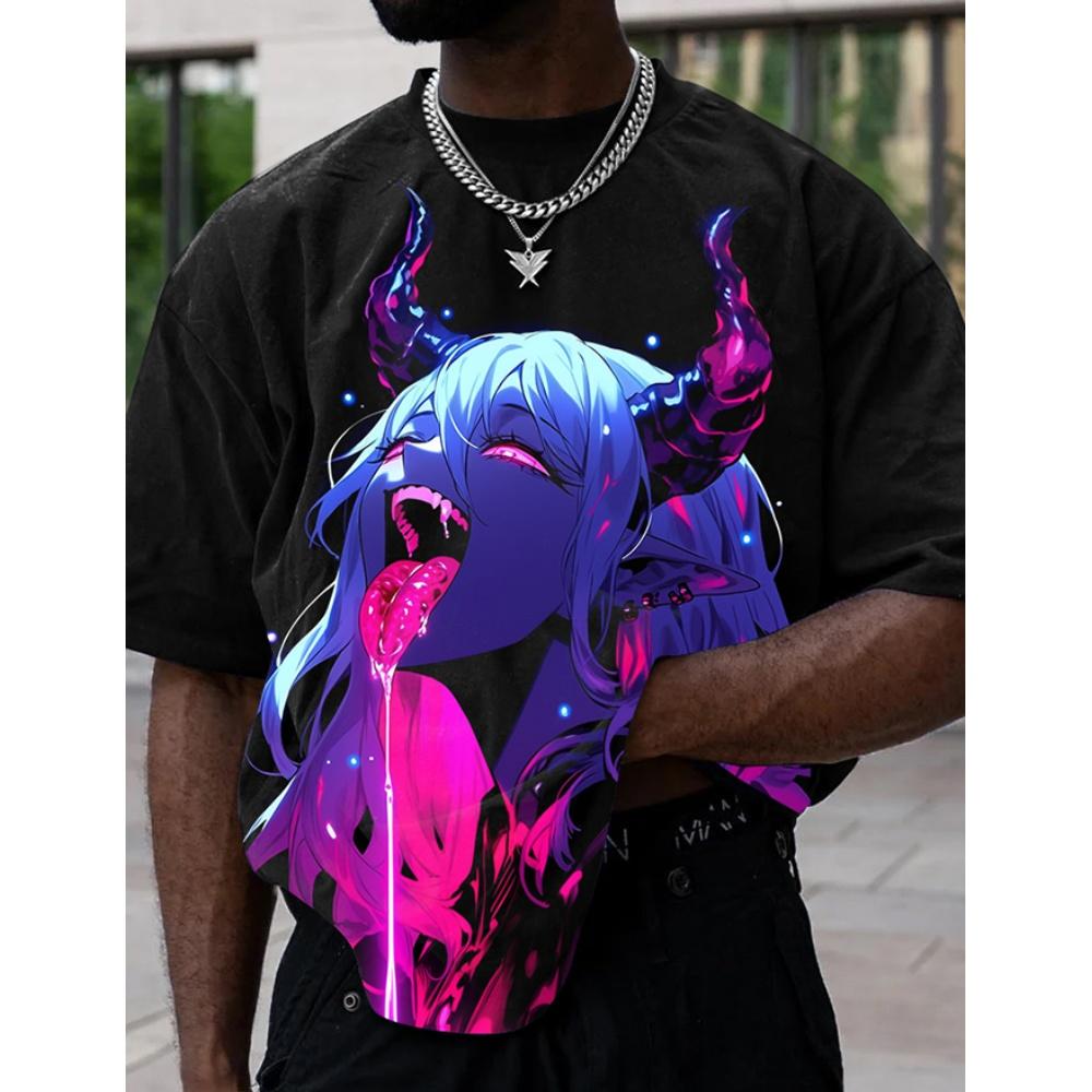 Женская футболка Аниме Сексуальные Красота Футболки Футболка С Коротким Рукавом Свободная Одежда Оверсайз Топы Уличная Одежда